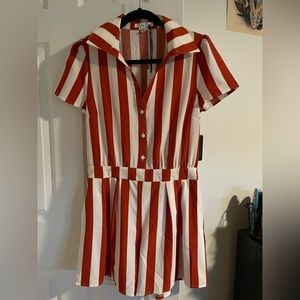Retro Style Red & Ivory Stripe Romper